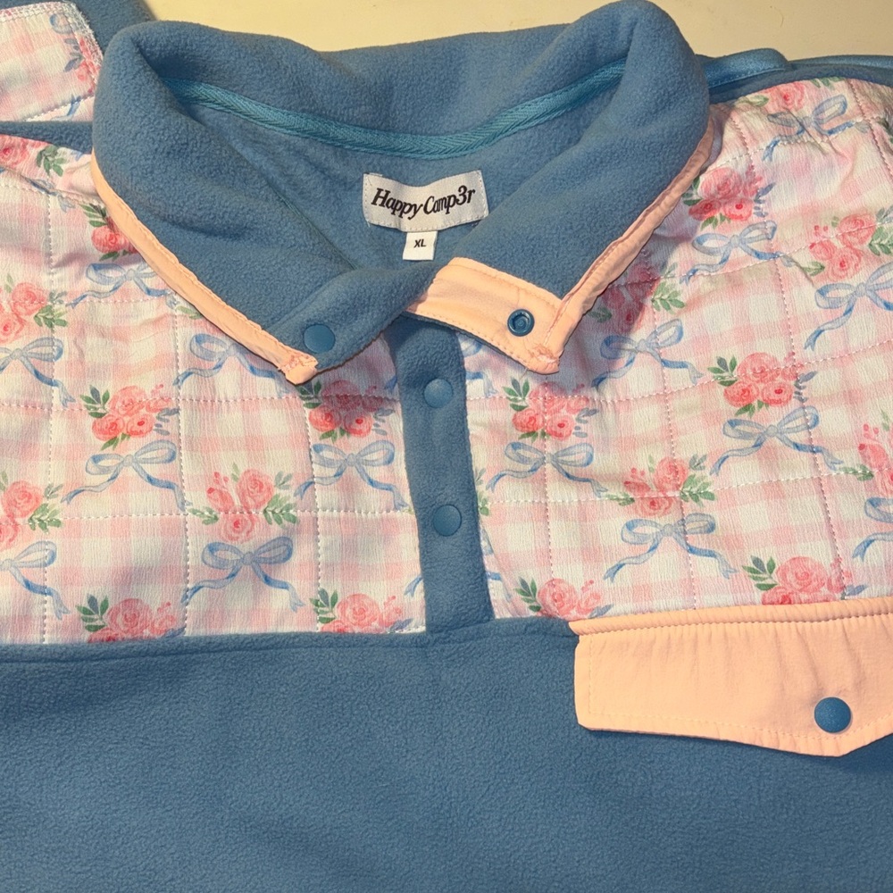 Happy Camper Blue and Pink Floral Women's Fleece